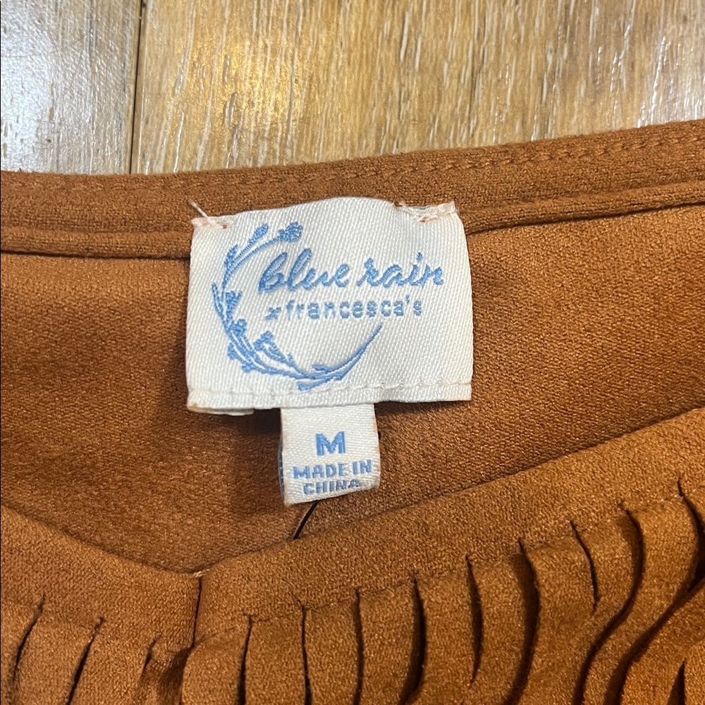 NWT Blue Rain x Francesca's Fringe Tank Top Western Boho Rust Caramel Medium New - Picture 4 of 12
